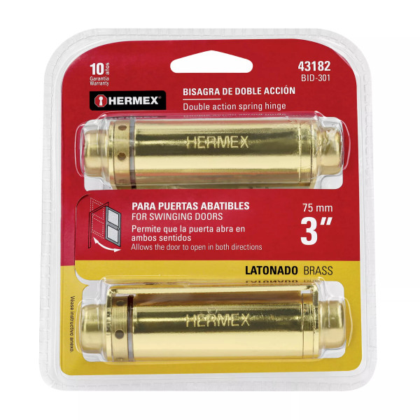 ‣ Bisagra doble acción 3" acero latonado... | Hermex