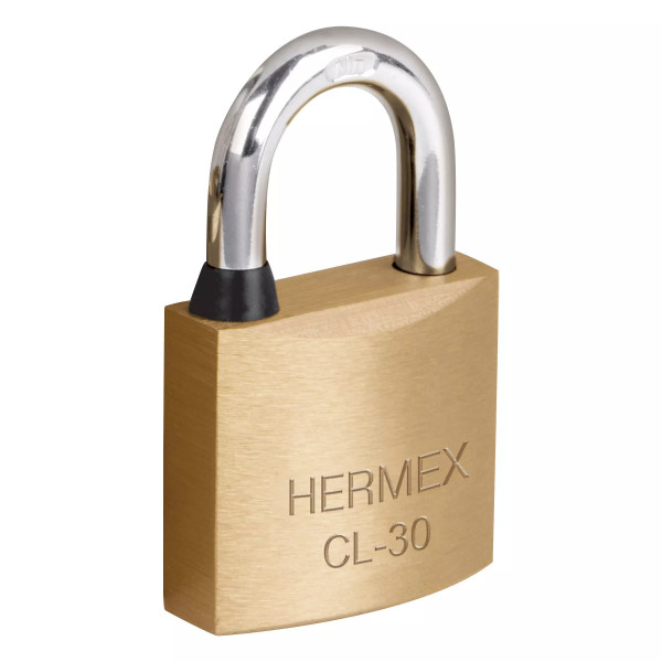 ‣ Candado latón 30 mm gancho corto en blíster | Hermex