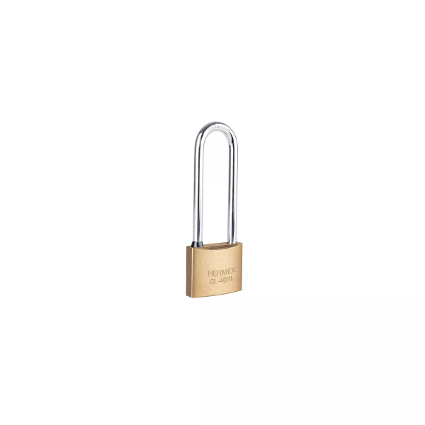 ‣ Candado latón 40 mm gancho extra largo blíster | Hermex