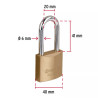 ‣ Candado latón 40 mm gancho largo blíster | Hermex Basic