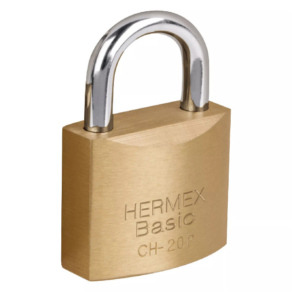 ‣ Candado de hierro latón 20 mm corto, caja | Hermex Basic