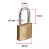 ‣ Candado de hierro latón 30 mm, largo, blíster | Hermex Basic