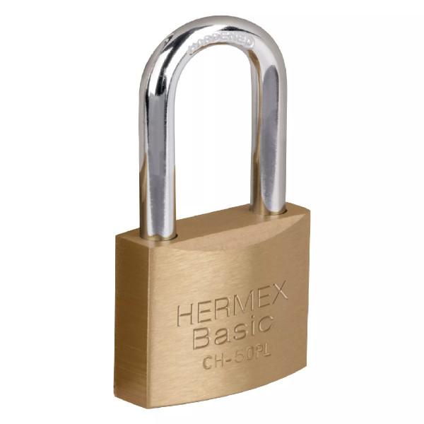 ‣ Candado de hierro latón 50 mm, blíster | Hermex Basic