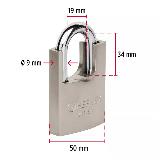 ‣ Candado de hierro 50 mm... con llave anti-ganzúa | Hermex