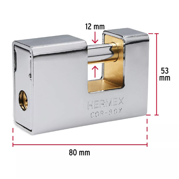 ‣ Candado antipalanca 80mm blindado llave tetra | Hermex