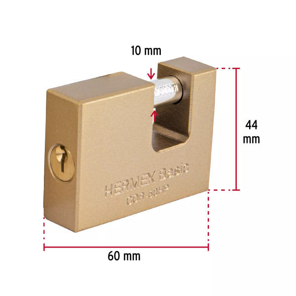 ‣ Candado antipalanca 60 mm hierro, HERMEX BASIC | Hermex