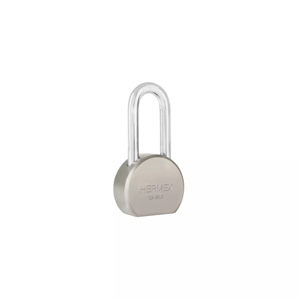 ‣ Candado redondo 65mm gancho largo, llave tetra | Hermex