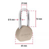 ‣ Candado redondo 65mm gancho largo, llave tetra | Hermex