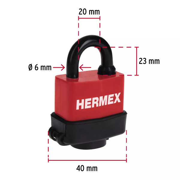 ‣ Candado laminado 40mm recubierto plástico | Hermex