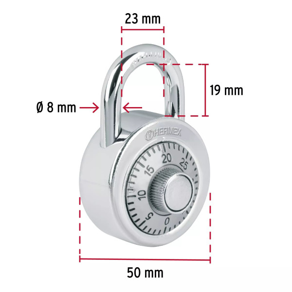 ‣ Candado de combinación disco en blíster | Hermex Basic