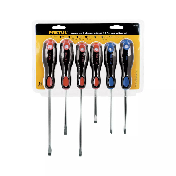 Juego De 6 Desarmadores Mango Comfort Grip, Pretul | Desarmadores, atornilladores y similares
