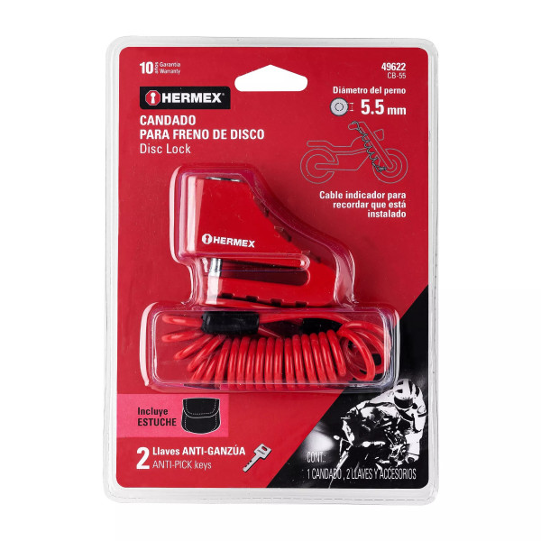 ‣ Candado freno disco 5.5mm para moto | Hermex
