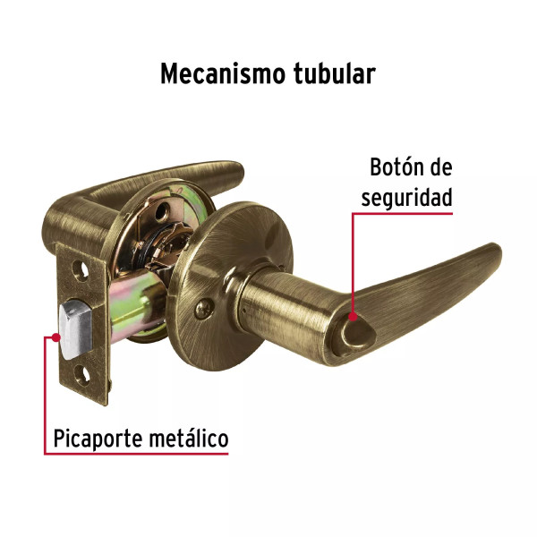 ‣ Cerradura manija "Turín" p/baño latón... | Hermex