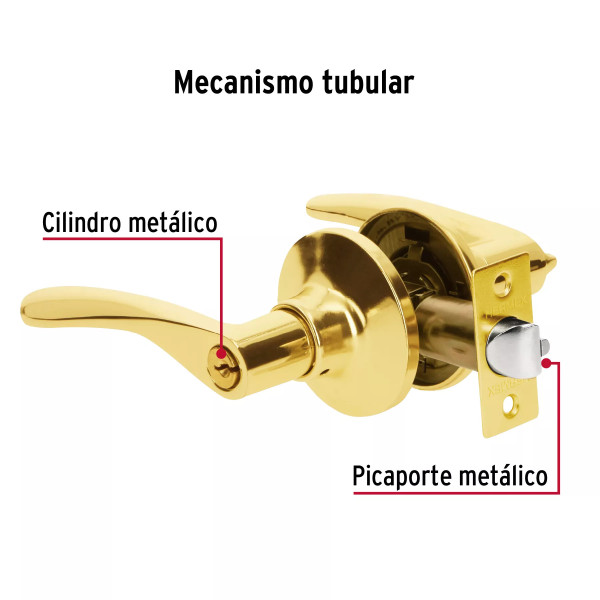 ‣ Cerradura manija "Milán" latón brillante | Hermex