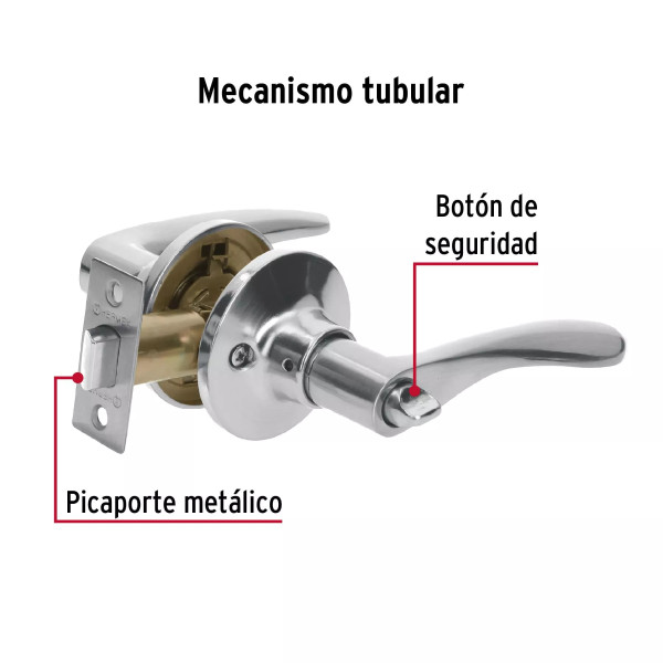 ‣ Cerradura manija "Milán" baño cromo mate | Hermex