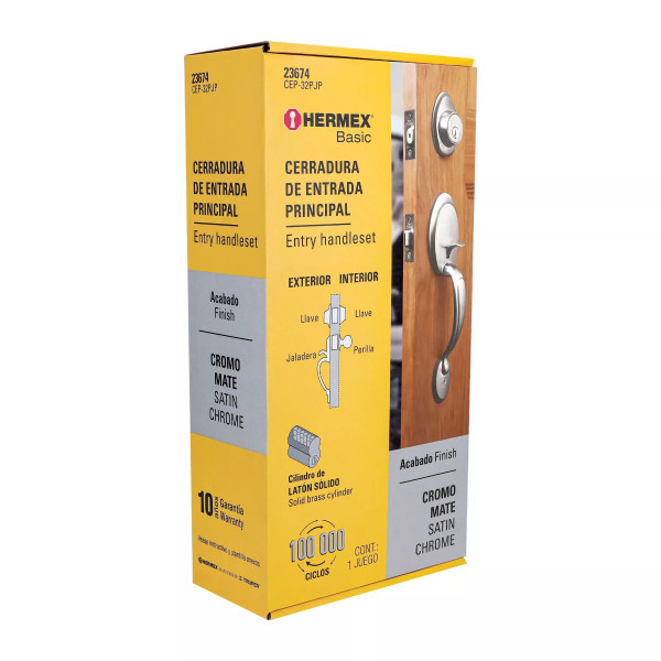 ‣ Jaladera y perilla Berna llave-llave, cromo mate... | Hermex Basic