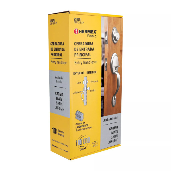‣ Jaladera y perilla Berna llave-mariposa, cromo mate... | Hermex Basic