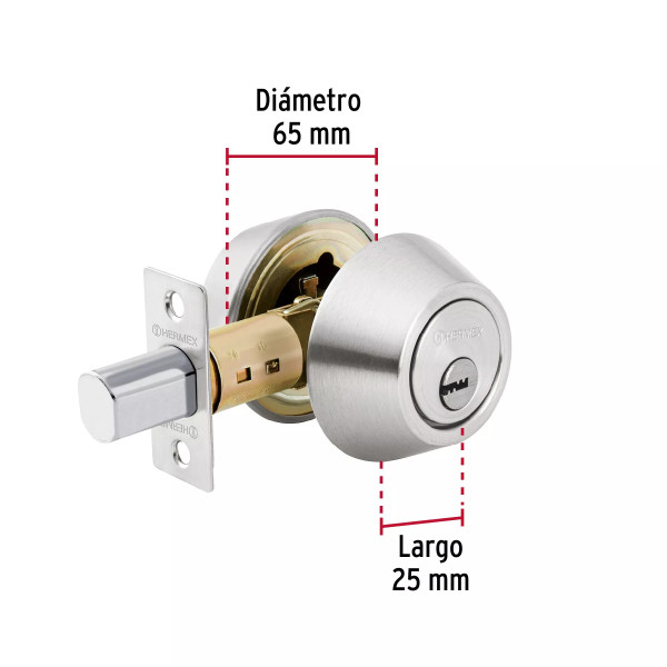 ‣ Cerrojo llave-llave cromo mate HERMEX | Hermex