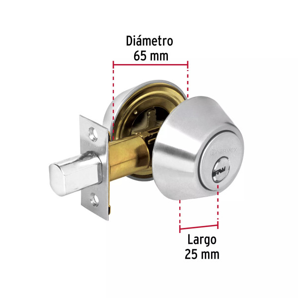 ‣ Cerrojo llave-mariposa cromo mate, llave de puntos | Hermex