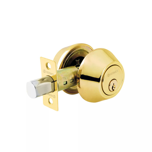 ‣ Cerrojo llave-llave latón brillante | Hermex