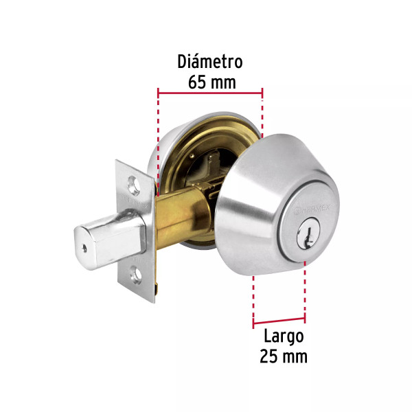 ‣ Cerrojo llave-llave cromo mate HERMEX | Hermex Basic