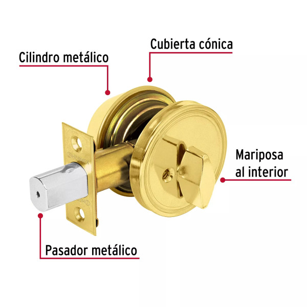 ‣ Cerrojo llave-mariposa latón brillante | Hermex Basic