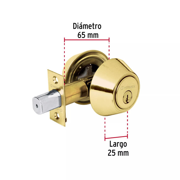 ‣ Cerrojo llave-mariposa latón brillante | Hermex Basic