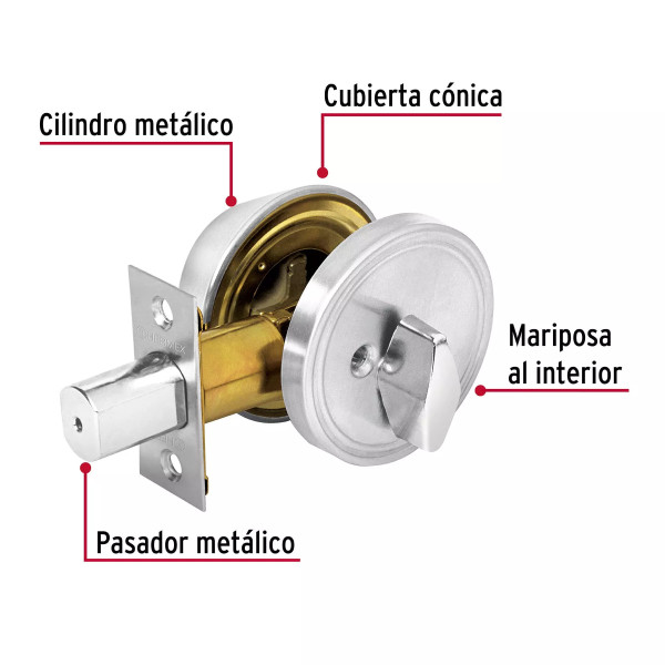 ‣ Cerrojo llave-mariposa cromo mate HERMEX | Hermex Basic