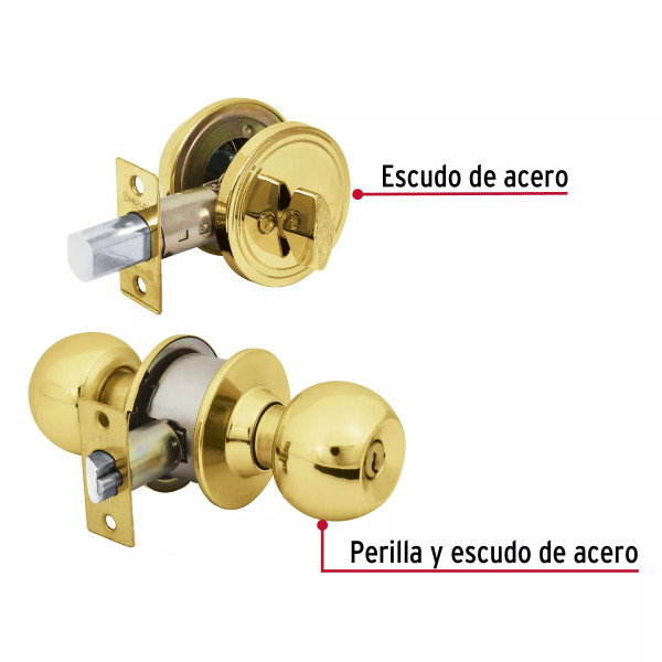 ‣ Combo cerraduras, llave-mariposa L.brillante... | Hermex Basic