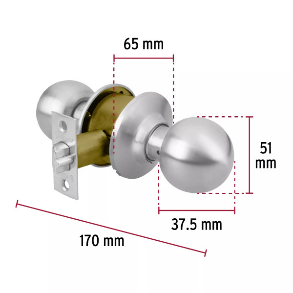 ‣ Cerradura tipo esfera cromo mate HERMEX | Hermex