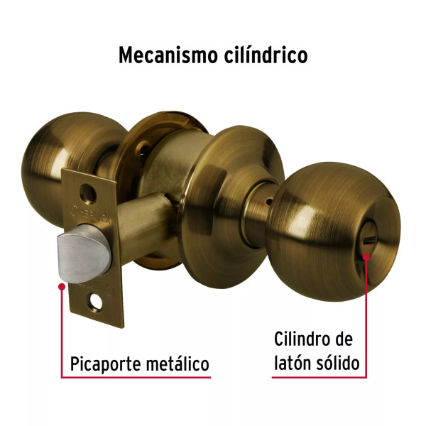 ‣ Cerradura esfera baño latón antiguo HERMEX | Hermex