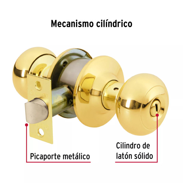 ‣ Cerradura oval baño latón brillante HERMEX | Hermex