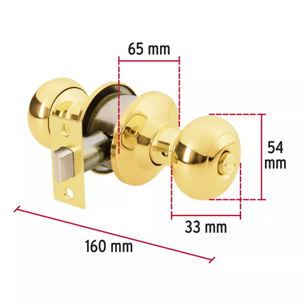 ‣ Cerradura oval baño latón brillante HERMEX | Hermex