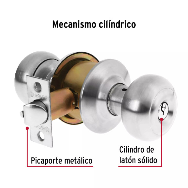 ‣ Cerradura oval recámara cromo mate, HERMEX | Hermex