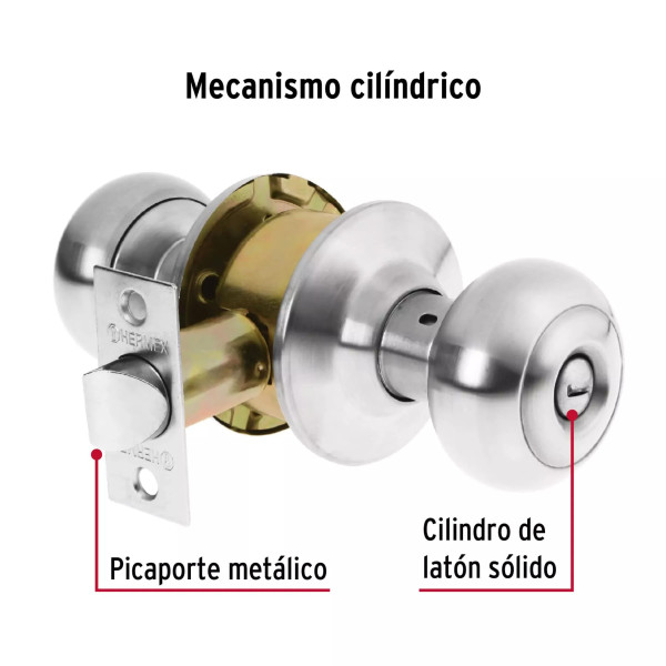 ‣ Cerradura oval para baño, cromo mate... | Hermex