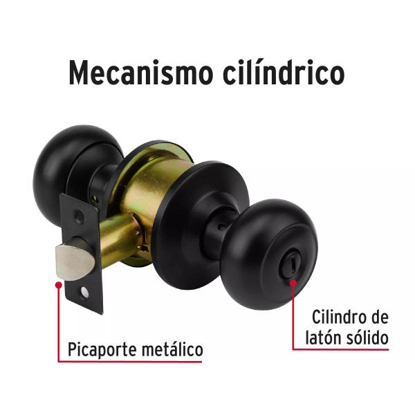 ‣ Cerradura pomo negra oval para baño HERMEX | Hermex
