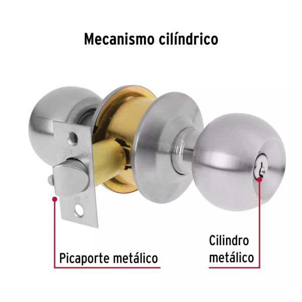 ‣ Cerradura esfera cilíndrica cromo BASIC | Hermex Basic