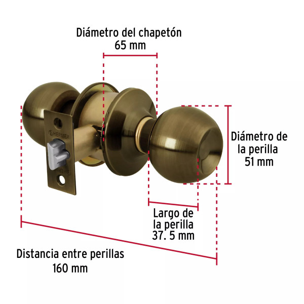‣ Cerradura esfera cilíndrica antigua BASIC | Hermex Basic