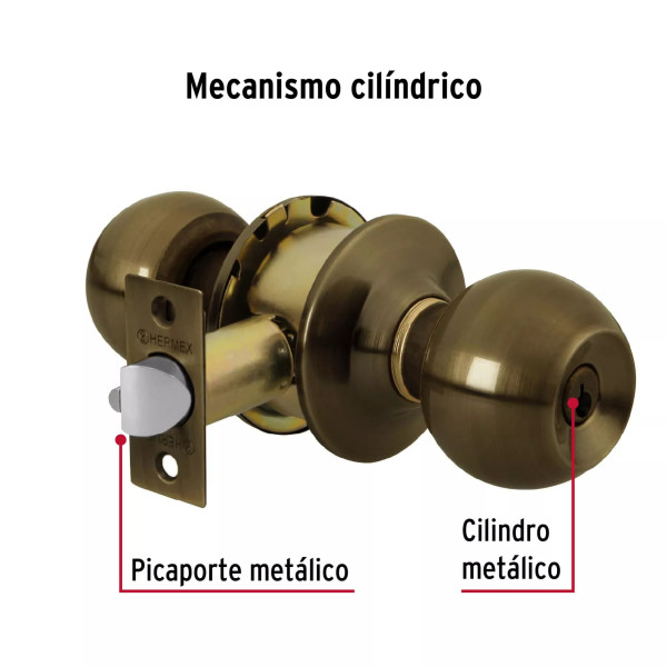 ‣ Cerradura esfera cilíndrica antigua, recámara | Hermex Basic