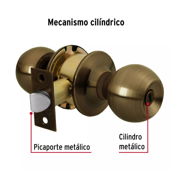 ‣ Cerradura tipo esfera baño antiguo BASIC | Hermex Basic
