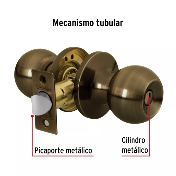 ‣ Cerradura tipo esfera y tubular, baño antiguo | Hermex Basic