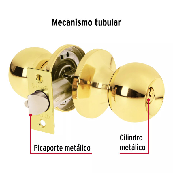 ‣ Cerradura esfera tubular brillante, blíster BASIC | Hermex Basic