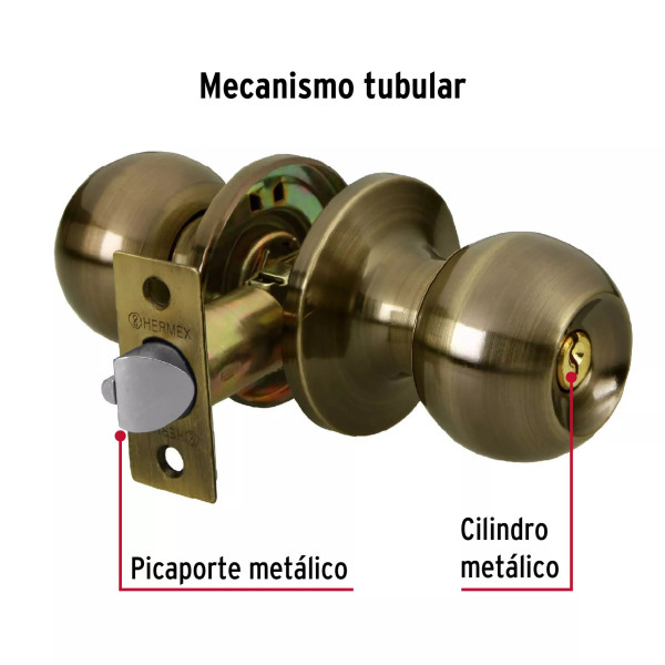 ‣ Cerradura esfera tubular antiguo blíster BASIC | Hermex Basic