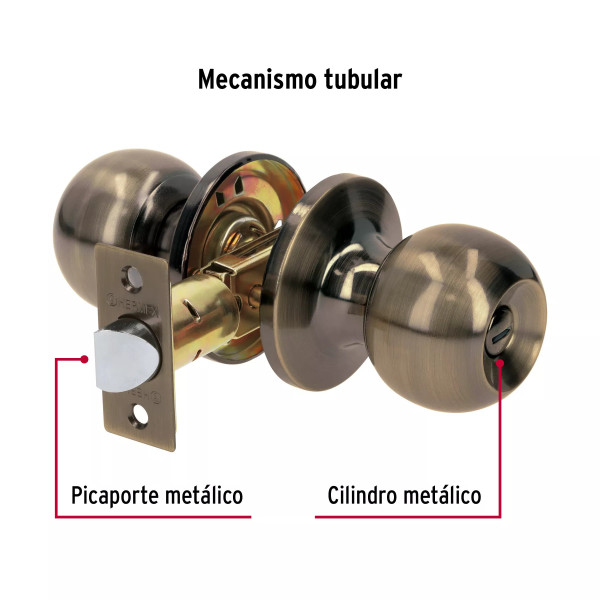 ‣ Cerradura esfera tubular baño antiguo blíster... | Hermex Basic