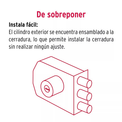 ‣ Cerradura 3 barras instalafácil, llave puntos | Hermex