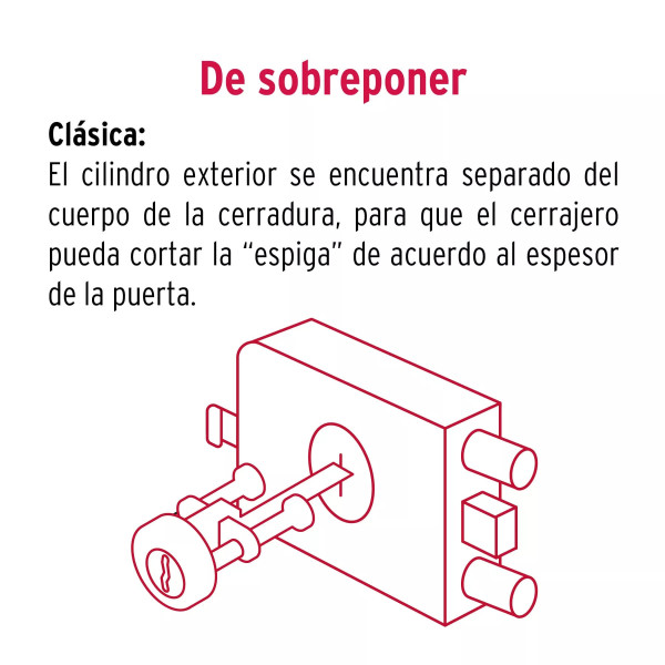 ‣ Cerradura sobreponer der 2 barras clásica, llave... | Hermex