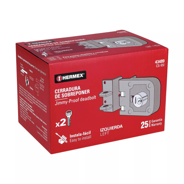 ‣ Cerradura sobreponer para puerta corrediza, instala-fácil | Hermex