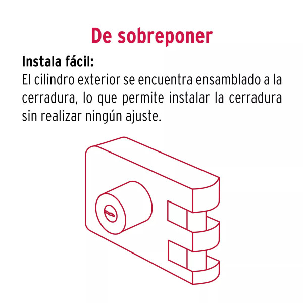 ‣ Cerradura sobreponer para puerta corrediza | Hermex