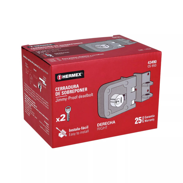 ‣ Cerradura sobreponer para puerta corrediza | Hermex