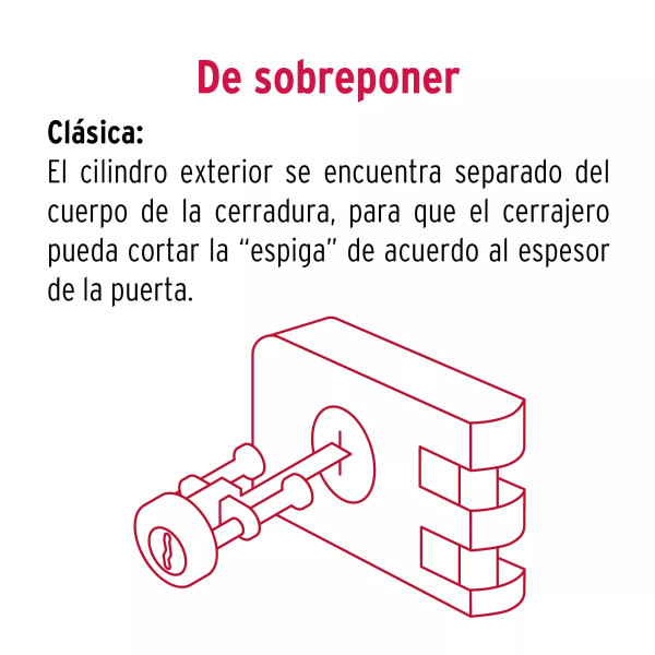 ‣ Cerradura sobreponer clásica para puerta corrediza, der... | Hermex